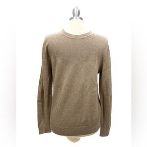 Joseph Abboud knit weave tan 100% cotton ribbed crew neck cuffs waist